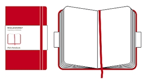 Moleskine jegyzetfüzet (sima, kis méretű, keménytáblás, piros)