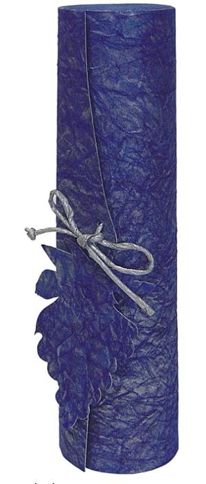Kék színű henger alakú bortartó doboz - gyűrött kartonból