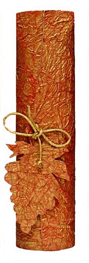 Vörös színű henger alakú bortartó doboz - gyűrött kartonból