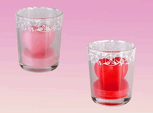 Szív alakú gyertya üvegpohárban (több színben)