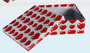 Fehér ajándékdoboz (szív mintával) - 8,5*8,5