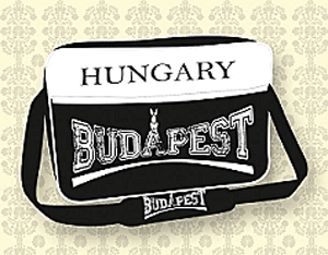 Váll műbőr táska - fehér Budapest, Hungary feliratos - fehér felsőrésszel  HR-13164-1