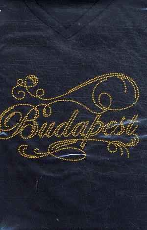 Női póló (fekete) - Budapest arany strasszos ( L)