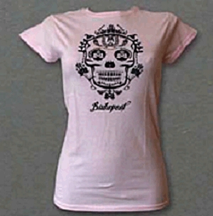 Női póló (rózsaszín) -  Matyó koponya (M)