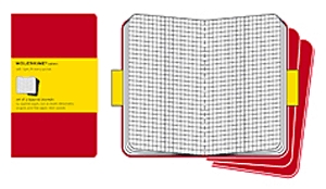 Moleskine füzetcsomag (kockás, kis méretű, puhatáblás, piros, 3 darab/csomag)