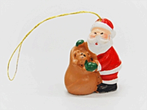 Karácsonyi dekoráció - mikulás puttonnyal, 3 cm
