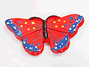 Fából készült piros pillangó, 3,5 cm