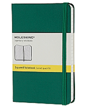 Moleskine jegyzetfüzet (kockás, kis méretű, keménytáblás, zöld)