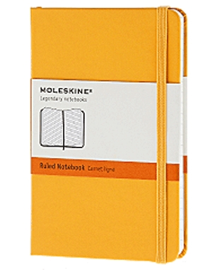Moleskine jegyzetfüzet (vonalas, kis méretű, keménytáblás, sárga)