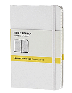 Moleskine jegyzetfüzet (kockás, kis méretű, keménytáblás, fehér)