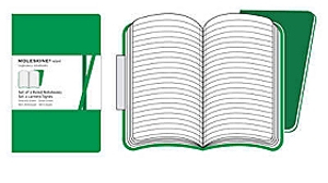 Moleskine Volant zöld jegyzetfüzetek (vonalas, extra kicsi, puhatáblás, 2 db/csomag)
