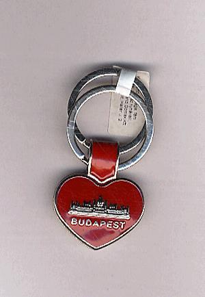 Fém kulcstartó - Piros szív (Parlament)