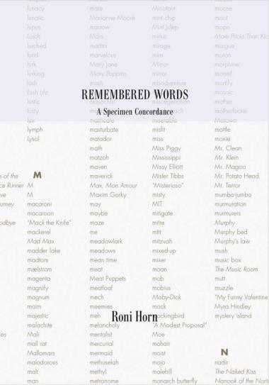 Roni Horn: Remembered Words - A Specimen Concordance